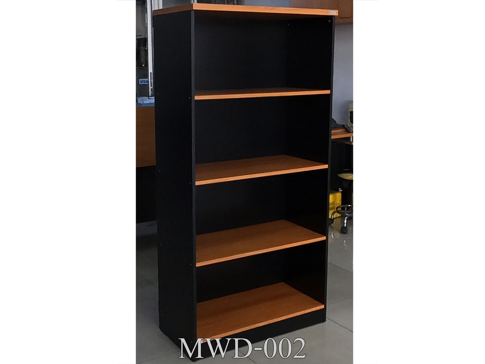 84041::MWD-002::A PSP cabinet with open shelves. Dimension (WxDxH) cm : 80x40x160. Available in Cherry-Black PSP Cabinets