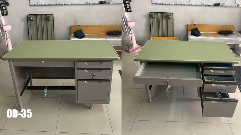 00070::OD-35-40::A Smart Form steel table. Dimension (WxDxH) cm : 106.7x66x75/121.9x66x75. Available in Grey-Ovaltine Metal Tables Smart FORM 