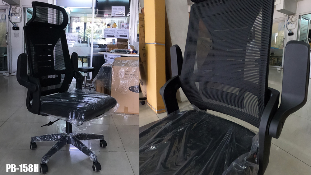 29065::PB-158H::เก้าอี้สำนักงานตาข่าย FRANKEL(แฟรงเคิล) ขนาดW67.00x D62.00x H116.00-124.00 cm. MESH สีดำ พรีลูด เก้าอี้สำนักงาน (พนักพิงสูง)