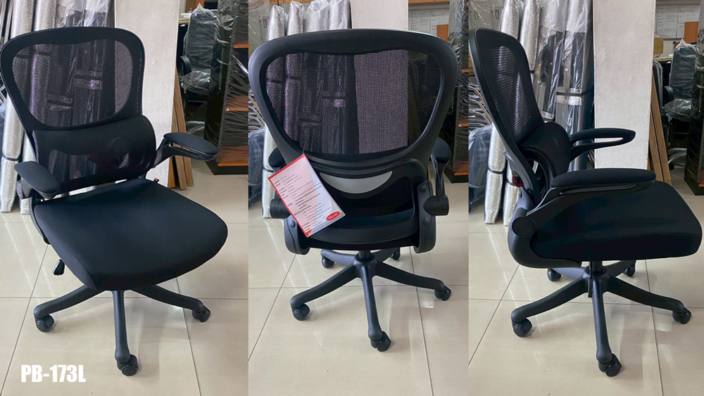 00034::PB-173L::เก้าอี้สำนักงานตาข่าย SHERLOCK เชอร์ล็อค ขนาดW62.00x D60.00x H95.0-103.00 cm. MESH สีดำ เก้าอี้สำนักงานพนักพิงต่ำ 