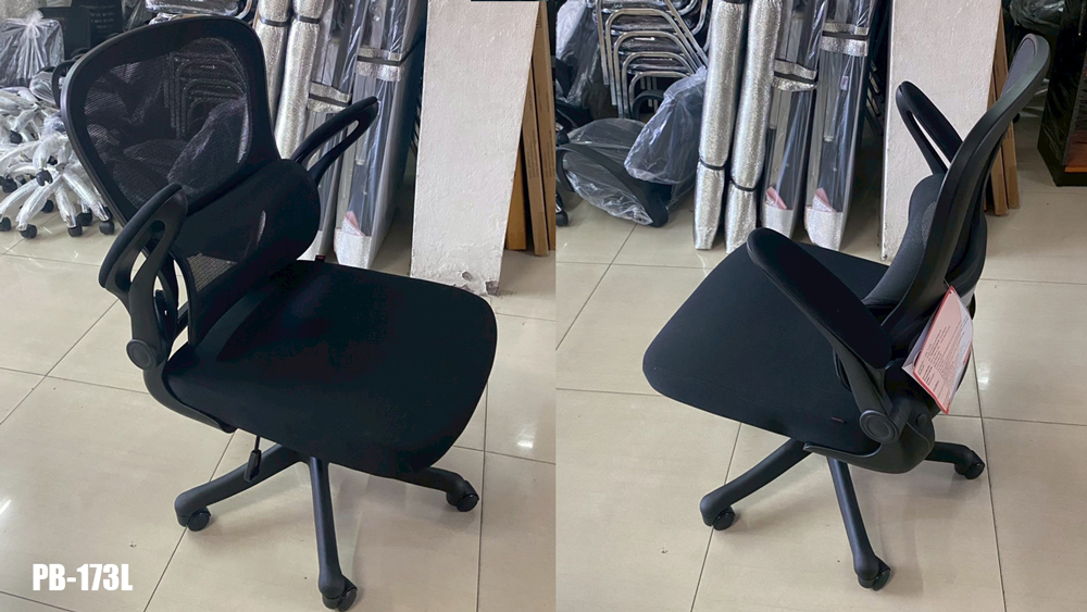 00034::PB-173L::เก้าอี้สำนักงานตาข่าย SHERLOCK เชอร์ล็อค ขนาดW62.00x D60.00x H95.0-103.00 cm. MESH สีดำ เก้าอี้สำนักงานพนักพิงต่ำ 