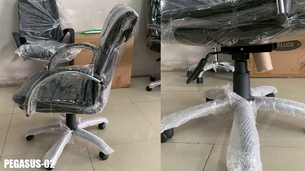 57094::PEGASUS-02::เก้าอี้สำนักงาน PEGASUS ก600xล670xส930-1050 มม. พนักพิงกลาง หนังPUสีดำ เก้าอี้สำนักงาน SURE