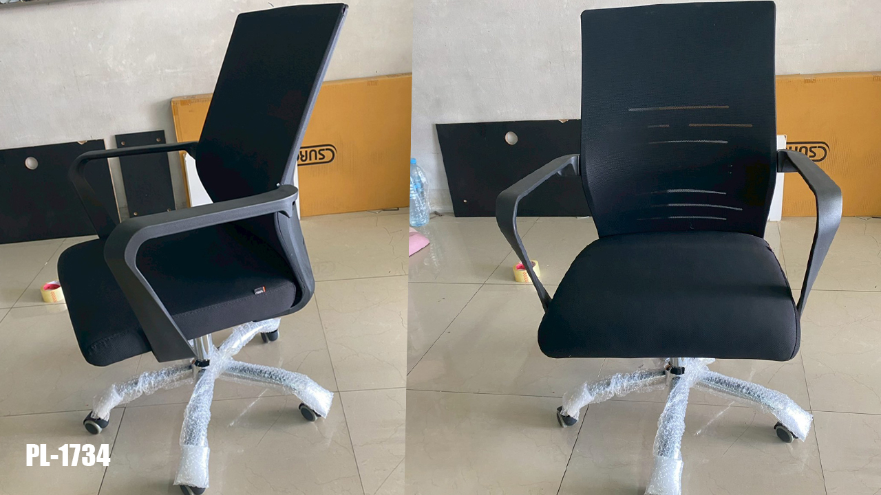 61093::PL-1734::เก้าอี้สำนักงาน DOBBY ขนาด 600X600X955-1055 มม. ตาข่าย สีดำ ชัวร์ เก้าอี้สำนักงาน