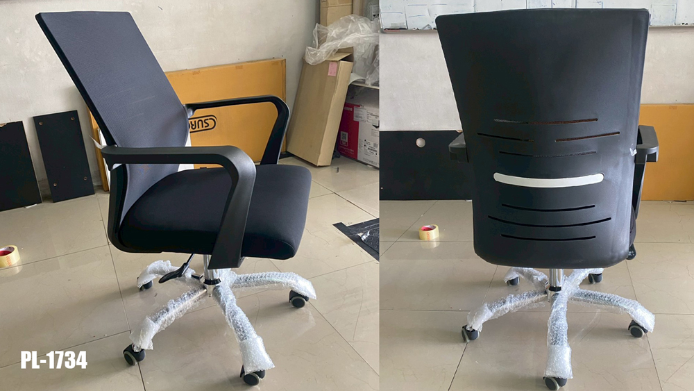 61093::PL-1734::เก้าอี้สำนักงาน DOBBY ขนาด 600X600X955-1055 มม. ตาข่าย สีดำ ชัวร์ เก้าอี้สำนักงาน