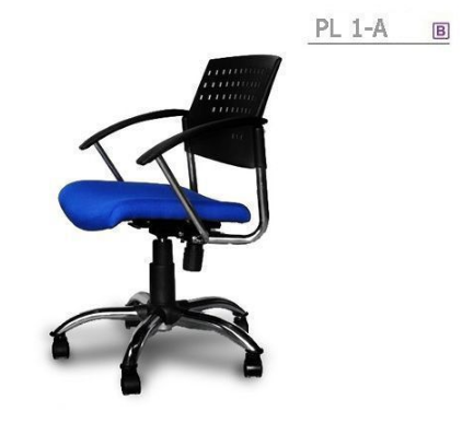 75060::PL-1A::An Asahi PL-1A series office chair with backrest tilting mechanism and padded arms. 3-year warranty for the frame of a chair under normal application and 1-year warranty for the plastic base and accessories. Dimension (WxDxH) cm : 55x55x82. Available in 3 seat styles: PVC leather, PU leather and Cotton.