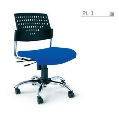 51005::PL-1::An Asahi PL-1 series office chair with backrest tilting mechanism. Dimension (WxDxH) cm : 55x55x82. Available in 3 seat styles: PVC leather, PU leather and Cotton.