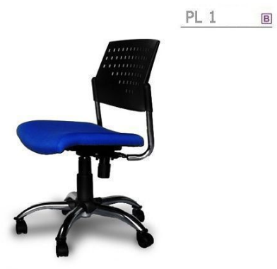 51005::PL-1::An Asahi PL-1 series office chair with backrest tilting mechanism. Dimension (WxDxH) cm : 55x55x82. Available in 3 seat styles: PVC leather, PU leather and Cotton.
