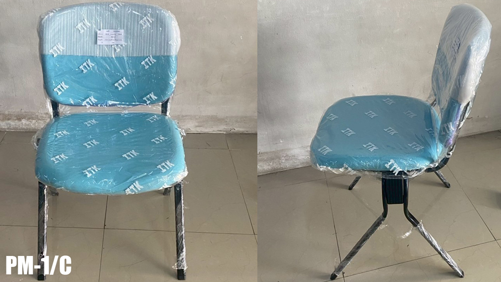 89012::PM-1-C::An Itoki row chair with PVC leather/cotton seat and painted base. Dimension (WxDxH) cm : 49x58x82