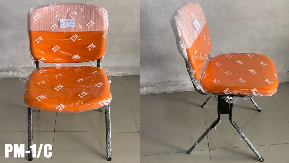 89012::PM-1-C::An Itoki row chair with PVC leather/cotton seat and painted base. Dimension (WxDxH) cm : 49x58x82