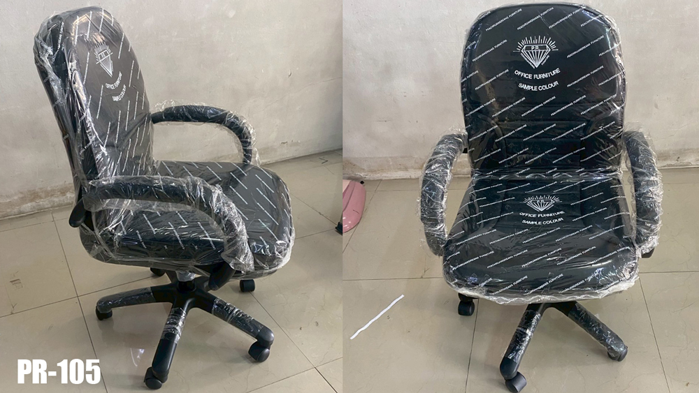 34035::PR-105::A PR office chair with PVC leather/fabric seat and gas-lift adjustable. Dimension (WxDxH) cm : 56x65x87
