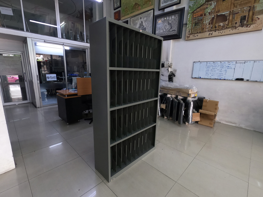 21070::S-367::A Taiyo 4-story metal book shelf with 40 document slots. Dimension (WxDxH) cm : 91.4x30.5x176.2 Metal Book Shelves