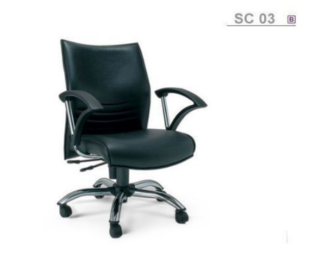 07026::SC-03::An Asahi SC-03 series executive chair with backrest tilting mechanism and chromium base. 3-year warranty for the frame of a chair under normal application and 1-year warranty for the plastic base and accessories. Dimension (WxDxH) cm : 62x62x92. Available in 3 seat styles: PVC Leather, PU leather and Cotton.