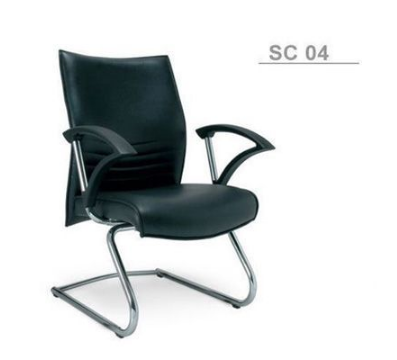 79055::SC-04::An Asahi SC-04 series office chair with chromium base and armrest. 3-year warranty for the frame of a chair under normal application and 1-year warranty for the plastic base and accessories. Dimension (WxDxH) cm : 62x62x92. Available in 3 seat styles: PVC Leather, PU leather and Cotton. Row Chairs