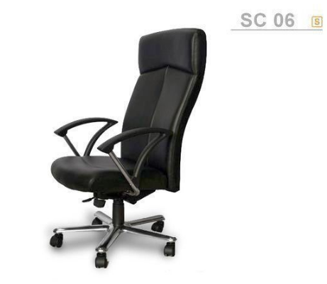 28009::SC-06::An Asahi SC-06 series executive chair with synchronized tilting mechanism and aluminium base. 3-year warranty for the frame of a chair under normal application and 1-year warranty for the plastic base and accessories. Dimension (WxDxH) cm : 64x70x115. Available in 3 seat styles: PVC Leather, PU leather and Cotton.