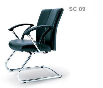 42095::SC-09::An Asahi SC-09 series office chair with chromium base and armrest. 3-year warranty for the frame of a chair under normal application and 1-year warranty for the plastic base and accessories. Dimension (WxDxH) cm : 62x61x87. Available in 3 seat styles: PVC Leather, PU leather and Cotton. Row Chairs