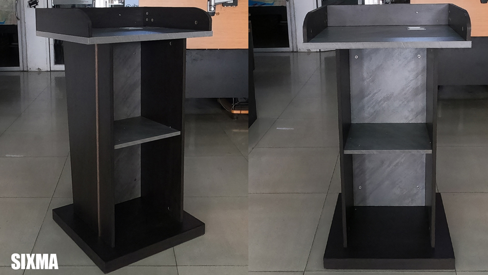 17001::SIXMA::แท่นบรรยาย รุ่น SIGMA PD60 (ซิกม่า พีดี60) แทนบรรยาย
ขนาดสินค้า W60 D53 H102 CM ช่องร้อยสายไฟออกแบบทันสมัย ปิดผิวด้วยเมลามีนทั้งตัว ตกแต่งด้วยอลูมีเนียมเส้นสี Rosegold เบสช้อยส์ ของตกแต่ง