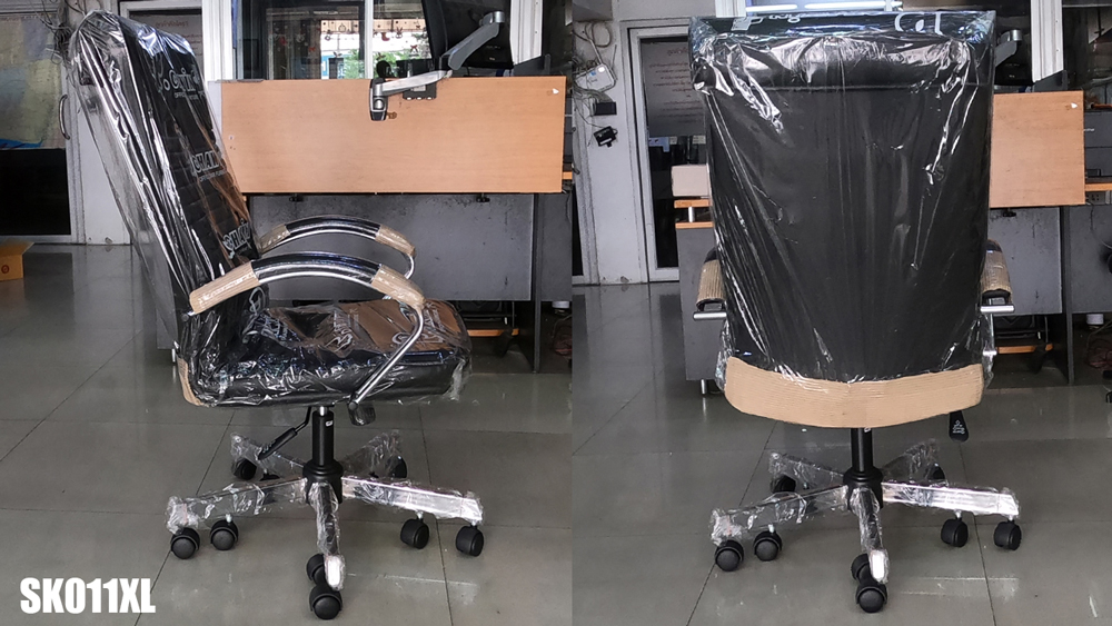 04054::SK011XL::เก้าอี้สำนักงาน SK011XL (ไม่มีเท้าแขน) แบบก้อนโยก ขนาด W55 x D70 x H100 cm. หนังPVCเลือกสีได้ ปรับสูงต่ำต่ำด้วยระบบแกนเกลียว ขาชุปโครเมียม10ล้อ เก้าอี้สำนักงาน CHAWIN