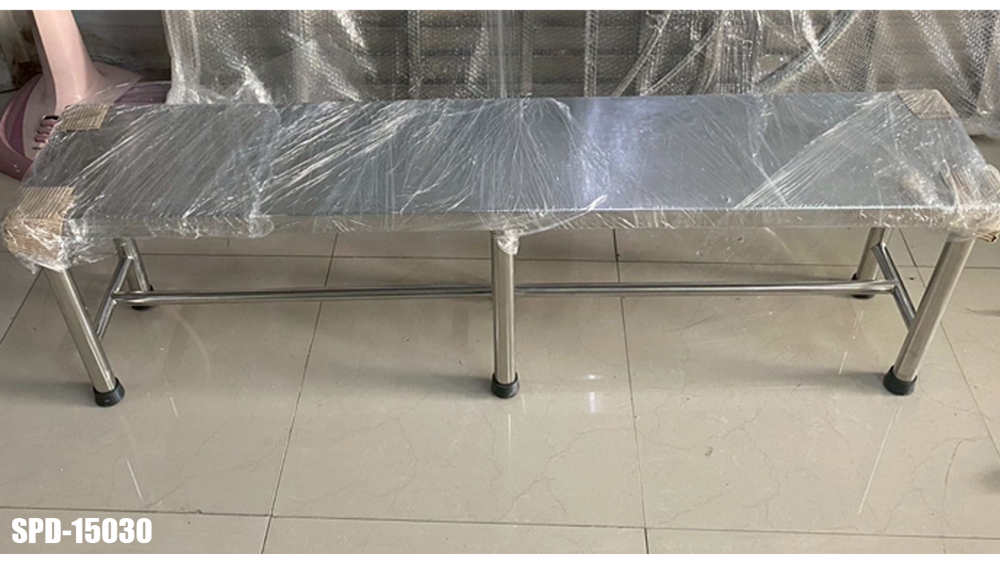 73072::SPD-15030::ม้านั่งสแตนเลส ขนาด1500x300x450มม. หน้าเรียบสแตนเลสเกรด 304 ทั้งตัว หนา 1 มม.  เก้าอี้สแตนเลส เอสพีดี