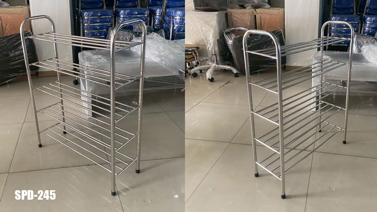 50007::SPD-245::ชั้นวางรองเท้าสแตนเลส 5 ชั้น เกรด 201 ขนาด ก635X240X840 มม.  เอสพีดี ชั้นสแตนเลส