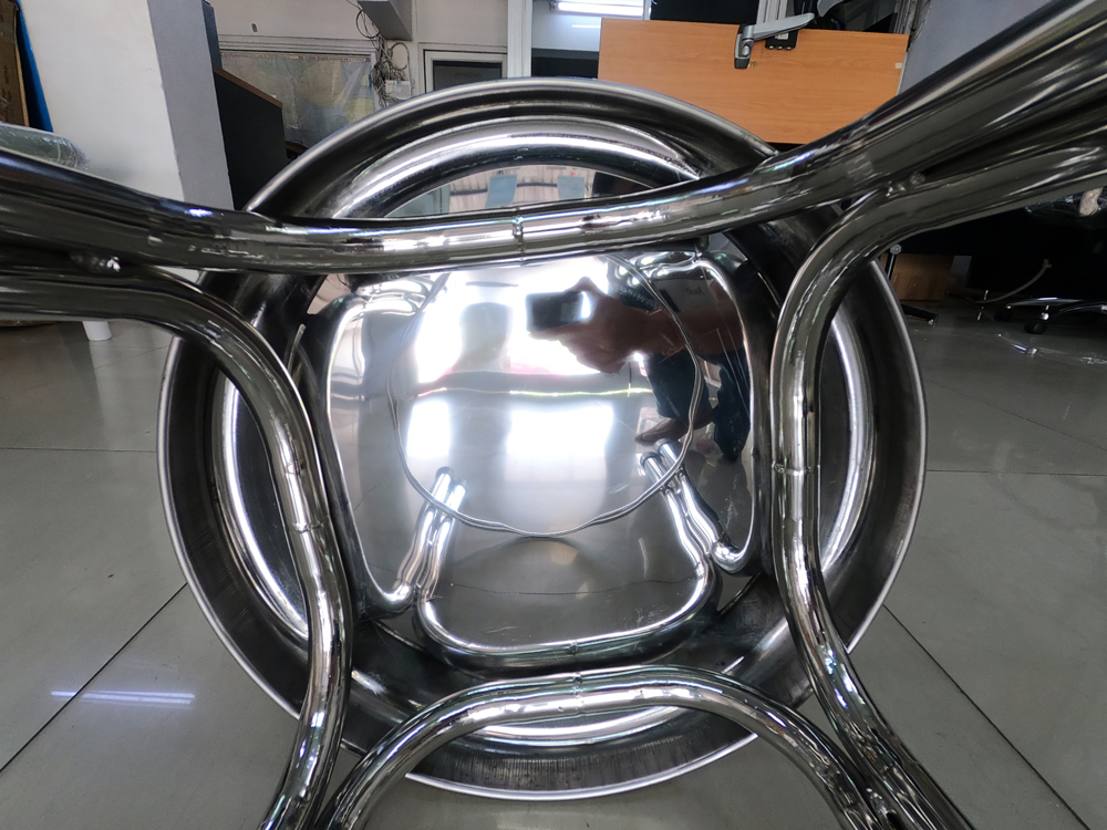 25008::SPD-35H::เก้าอี้สแตนเลส กลมขาคู่ หน้าใหญ่ 35 ซม. มีห่วง ขนาด ก350xล350xส470 มม. เกรด 304 อย่างดี แข็งแรง ทนทาน เอสพีดี เก้าอี้สแตนเลส