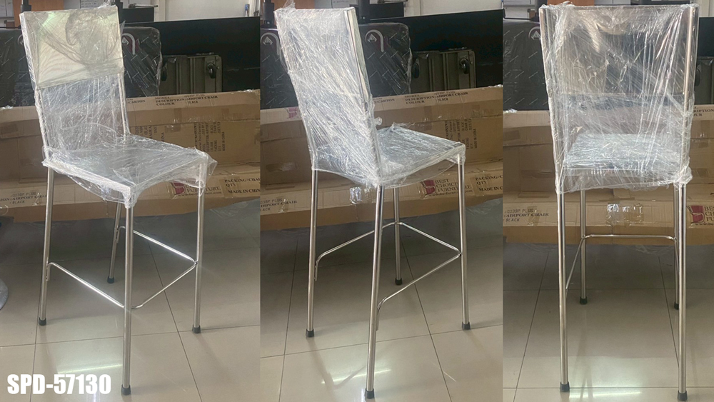 95095::SPD-57130::เก้าอี้สแตนเลส เกรด 304 ทั้งตัว มีพนักพิงหลังขนาด หน้าเก้าอี้ 40x40 ซม. พนักพิงกว้าง 57 ซม. สูงจากพื้นถึงที่นั่ง 80 ซม. สูงจากที่นั่งถึงพนักพิง 50 ซม. รวมสูง 130 ซม. คานที่เหยียบสูงจากพื้น 30 ซม. เอสพีดี เก้าอี้สแตนเลส