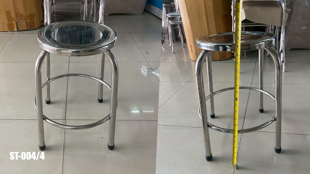 92066::ST-004/4::เก้าอี้สแตนเลสกลม  ที่นั่ง 32 ซม. สูง 50ซม.  มีห่วง QLINE เก้าอี้สแตนเลส