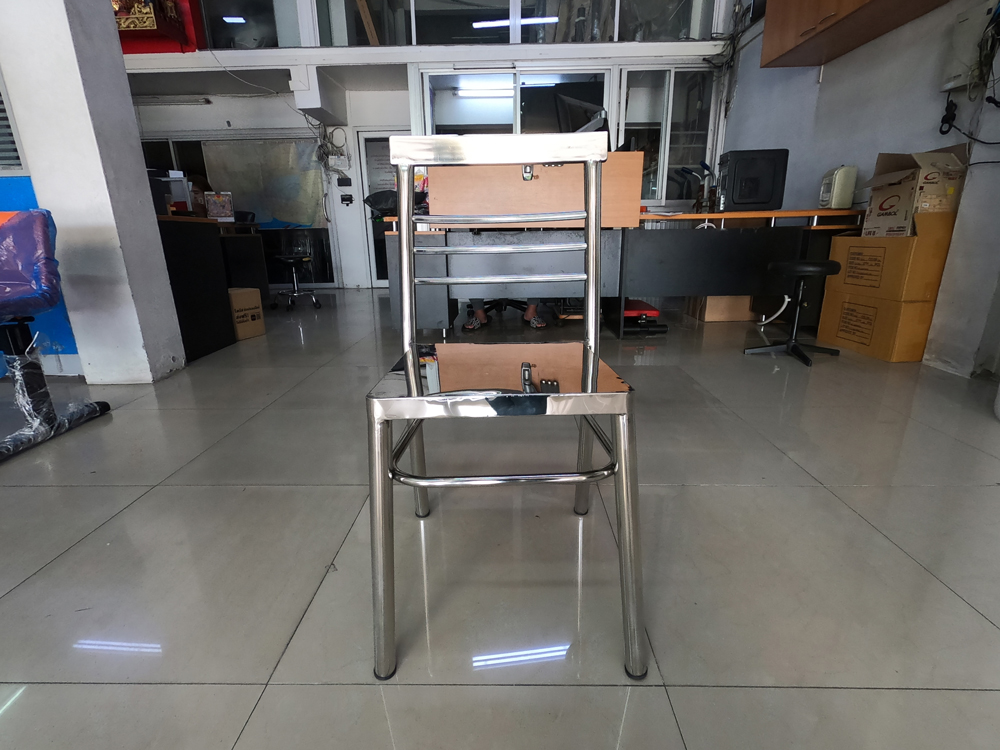 43045::ST-222 (1 กล่อง 2 ตัว)::เก้าอี้ออโตมาน ขนาด 450x500x820 ซม. ขากลม32มม. QLINE เก้าอี้สแตนเลส