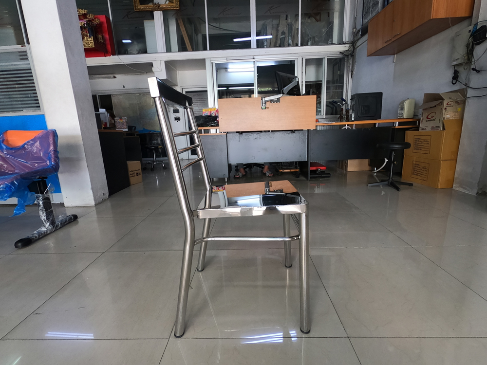 43045::ST-222 (1 กล่อง 2 ตัว)::เก้าอี้ออโตมาน ขนาด 450x500x820 ซม. ขากลม32มม. QLINE เก้าอี้สแตนเลส