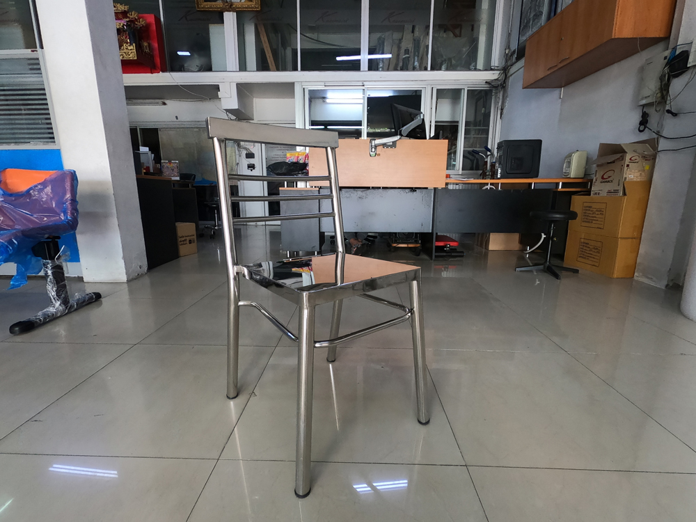 43045::ST-222 (1 กล่อง 2 ตัว)::เก้าอี้ออโตมาน ขนาด 450x500x820 ซม. ขากลม32มม. QLINE เก้าอี้สแตนเลส