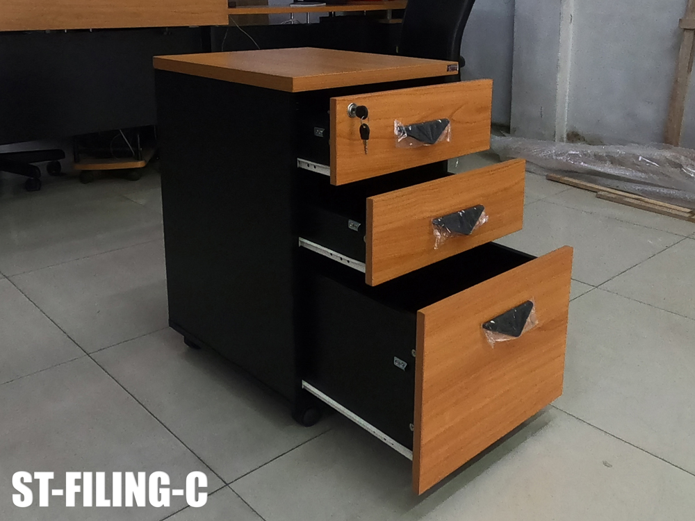 38047::ST-FILING-C::ตู้เอกสารใต้โต๊ะ 3 ลิ้นชักล้อเลื่อน ขนาด ก420xล500xส620 มม มีให้เลือก 4 สี เชอรี่ดำ,บีชดำ,ขาว,เทา เคลือบเมลามิน ตู้เอกสาร+สำนักงาน BT