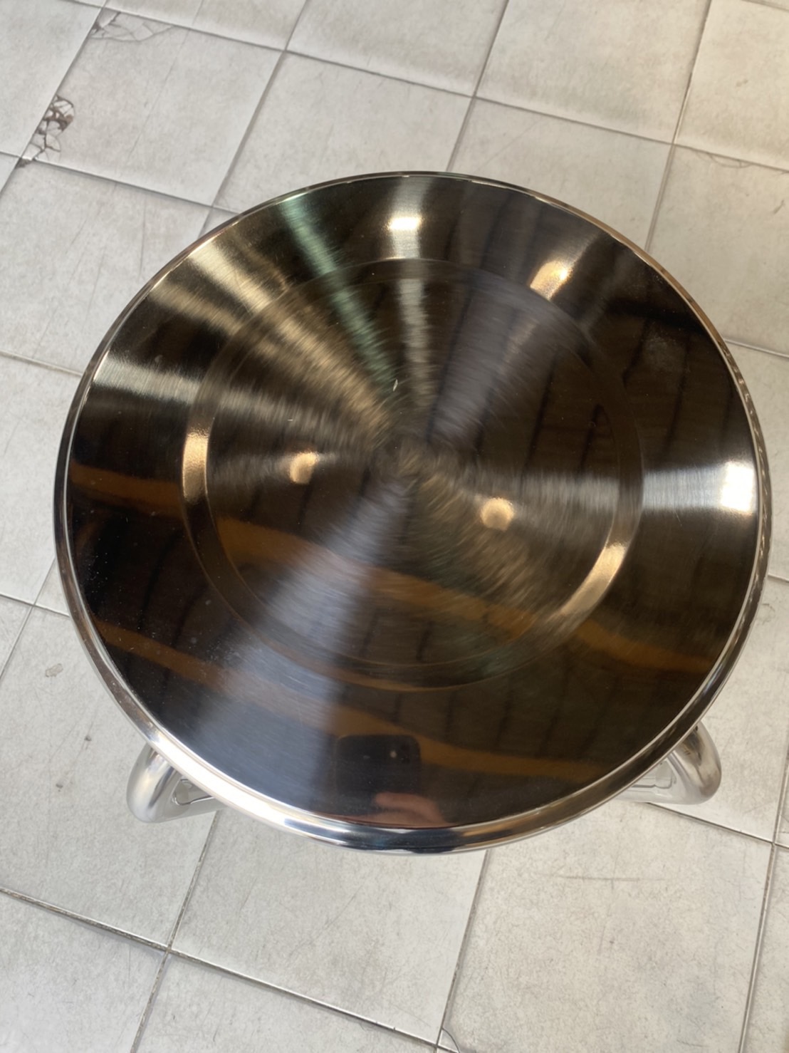 25045::JK-112R::เก้าอี้สแตนเลสกลมหน้าเรียบใหญ่ ขนาด 350X350X490 มม. เพิ่มความแข็งแรงด้วยห่วงล็อกขา