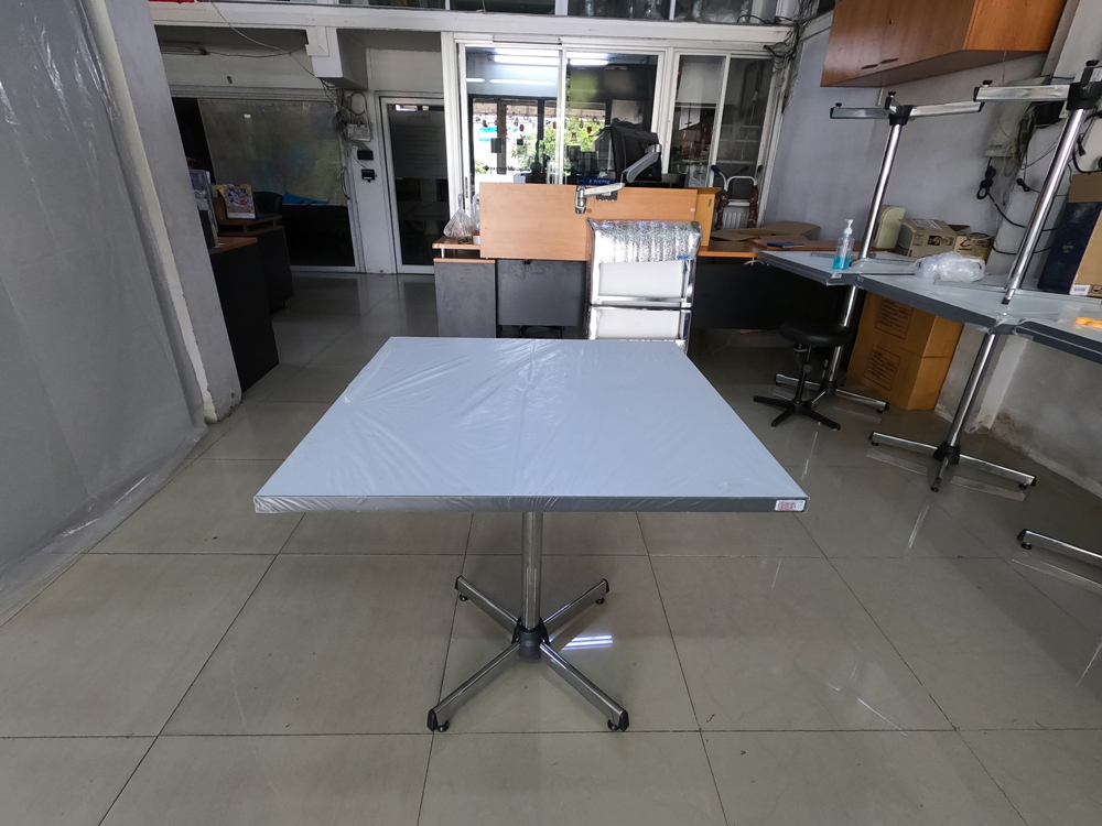 82072::TRW::ชุดโต๊ะอาหารแบบเหลี่ยม รุ่น TRW-6060 TRW-7676 TRW-8080 TRW-9090 หน้าโต๊ะปิด LAMINATED  ขอบ PUC กันกระแทกง่ายต่อการทำความสะอาด โครงขาใช้ PIPE กลม ขาชุบโครมเมี่ยม แบบขา 4 แฉก โต๊ะอเนกประสงค์ โตไก