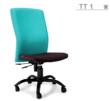 20087::TT-1::An Asahi TT-1 series office chair with backrest tilting mechanism and black metal base. 3-year warranty for the frame of a chair under normal application and 1-year warranty for the plastic base and accessories. Dimension (WxDxH) cm : 46x63x101. Available in 3 seat styles: PVC leather, PU leather and Cotton.