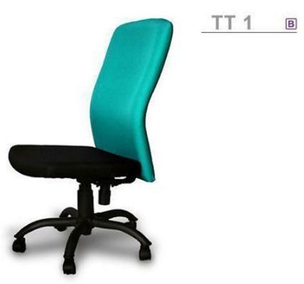 20087::TT-1::An Asahi TT-1 series office chair with backrest tilting mechanism and black metal base. 3-year warranty for the frame of a chair under normal application and 1-year warranty for the plastic base and accessories. Dimension (WxDxH) cm : 46x63x101. Available in 3 seat styles: PVC leather, PU leather and Cotton.