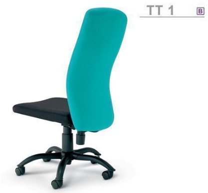 20087::TT-1::An Asahi TT-1 series office chair with backrest tilting mechanism and black metal base. 3-year warranty for the frame of a chair under normal application and 1-year warranty for the plastic base and accessories. Dimension (WxDxH) cm : 46x63x101. Available in 3 seat styles: PVC leather, PU leather and Cotton.