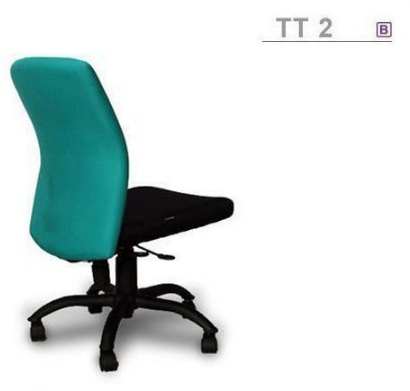 94035::TT-2::An Asahi TT-2 series office chair with backrest tilting mechanism and black metal base. 3-year warranty for the frame of a chair under normal application and 1-year warranty for the plastic base and accessories. Dimension (WxDxH) cm : 46x62x91. Available in 3 seat styles: PVC leather, PU leather and Cotton.