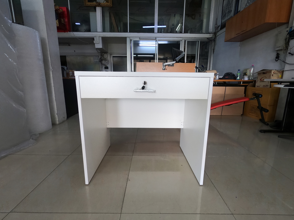 38065::WCTH-803::A D-Fur melamine office table with melamine laminated topboard and middle drawer. Dimension (WxDxH) cm : 80x60x75. Available in 9 colors : Grey, White, Beech, Cherry, Maple, Cherry-Black, Beech-Black, Maple-Grey and Maple-White