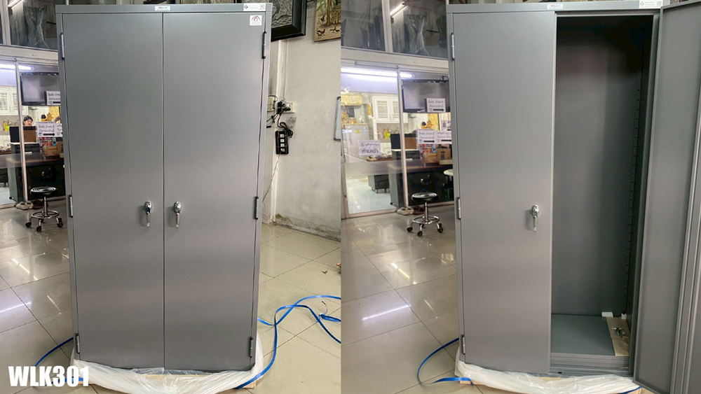 56054::WLK-30::A Welco steel cabinet with 2 swing doors. Dimension (WxDxH) cm : 91.4x45.8x183. Available in Orange-White, Blue-White, Purple-White and Green-White Metal Cabinets PRESIDENT Steel Cabinets