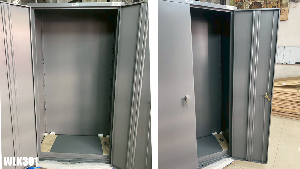 56054::WLK-30::A Welco steel cabinet with 2 swing doors. Dimension (WxDxH) cm : 91.4x45.8x183. Available in Orange-White, Blue-White, Purple-White and Green-White Metal Cabinets PRESIDENT Steel Cabinets