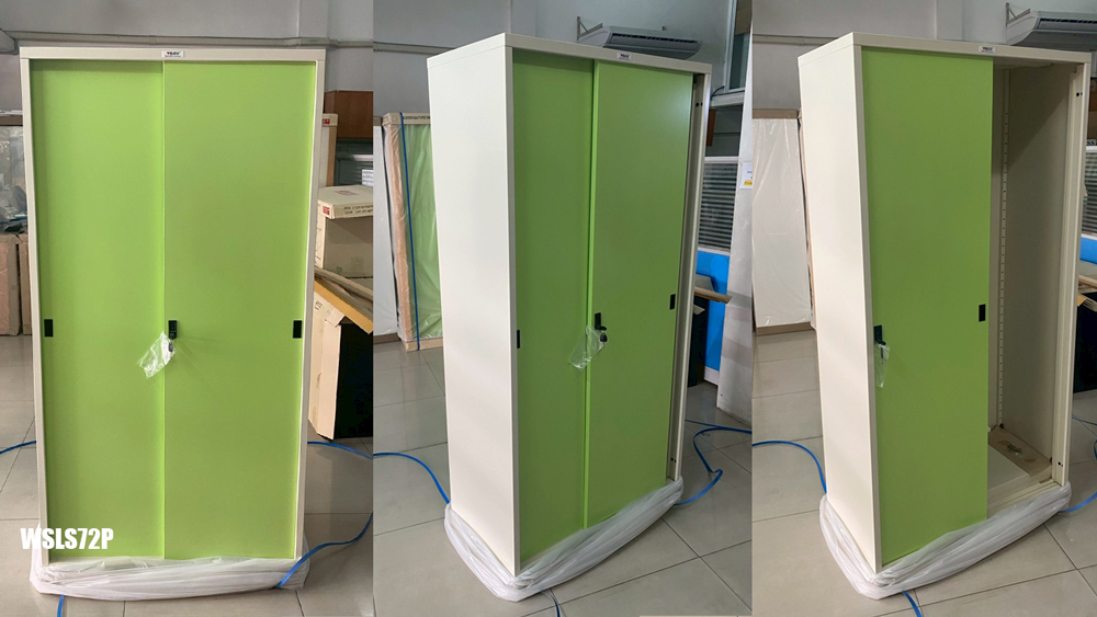 68027::WSLS72P::ตู้บานเลื่อนทึบทรงสูง ขนาด ก917xล460xส1830 มม. มอก. 353-2566 ตู้เอกสารเหล็ก WELCO เวลโคร ตู้เอกสารเหล็ก