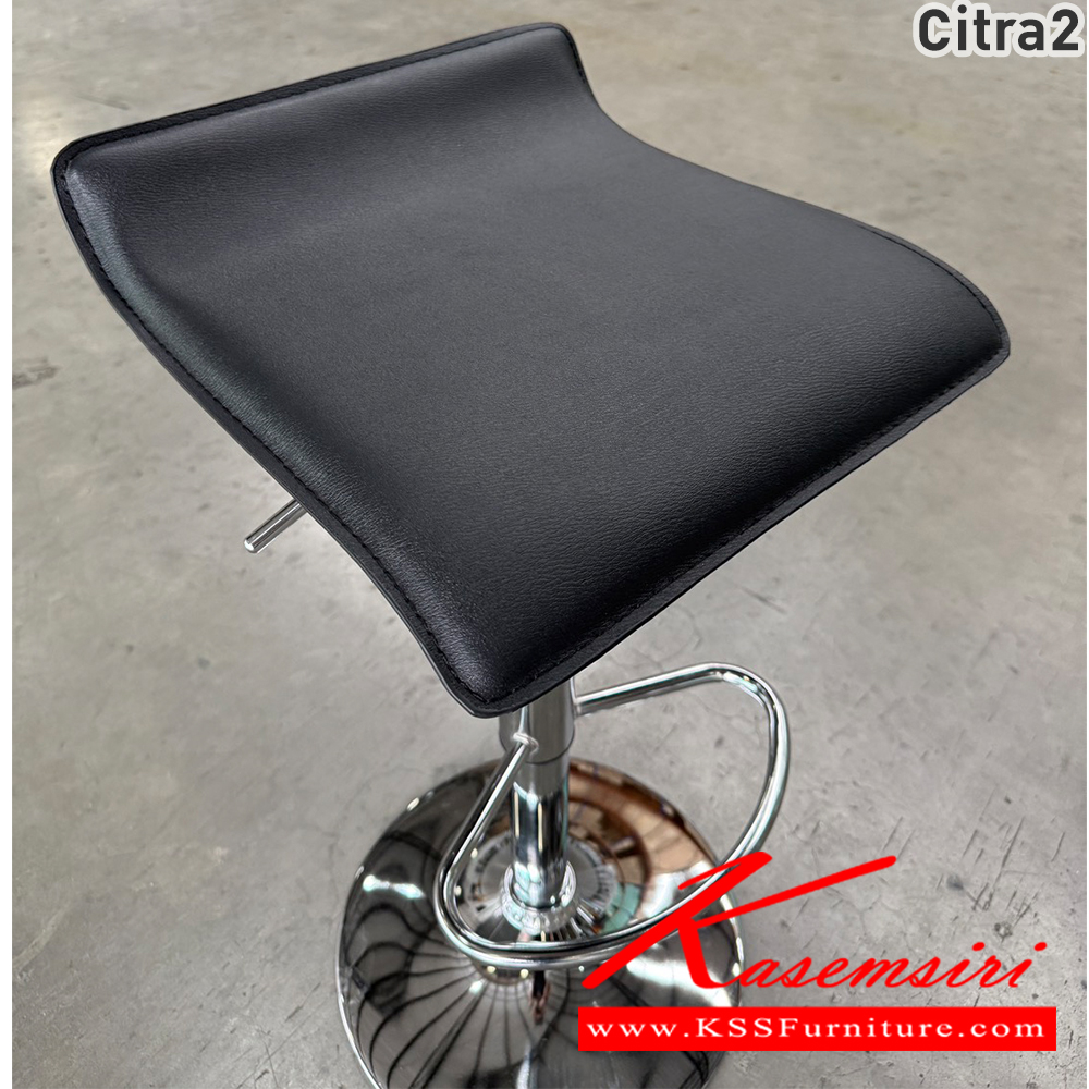 88011::CITRA2::เก้าอี้บาร์ CITRA2 ซิตร้า-2 ขนาด 38x40x63-84 cm. เก้าอี้บาร์โครงเหล็กเบาะหุ้มหนังสีดำ เบสช้อยส์ เก้าอี้บาร์