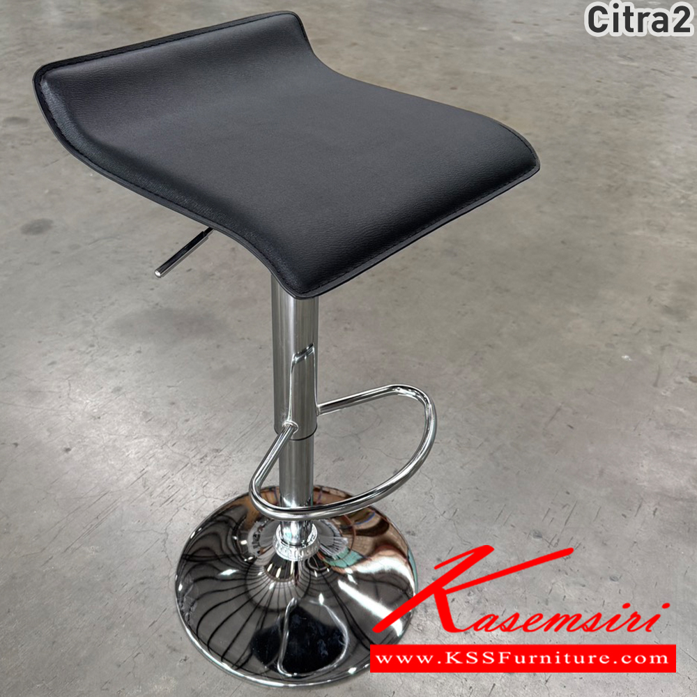 88011::CITRA2::เก้าอี้บาร์ CITRA2 ซิตร้า-2 ขนาด 38x40x63-84 cm. เก้าอี้บาร์โครงเหล็กเบาะหุ้มหนังสีดำ เบสช้อยส์ เก้าอี้บาร์