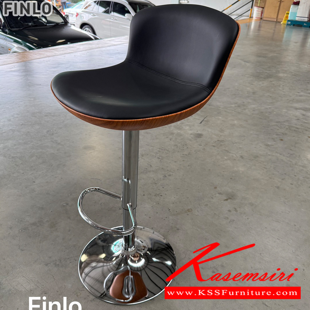 30005::FINLO::เก้าอี้บาร์ FINLO ฟินโล ขนาด 47x50x97-107 cm. เก้าอี้บาร์โครงเหล็กหุ้มด้วยหนังสีดำ/ขาชุบโครเมียม เบสช้อยส์ เก้าอี้บาร์