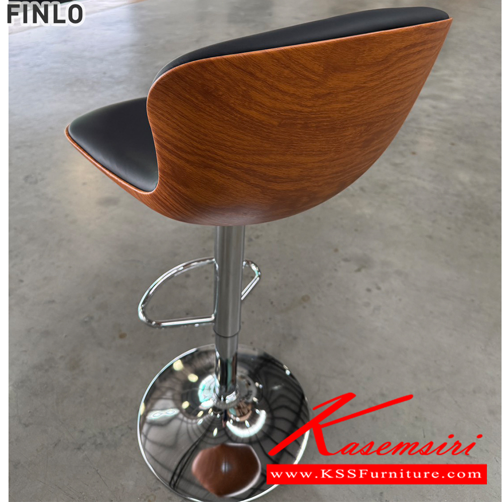 30005::FINLO::เก้าอี้บาร์ FINLO ฟินโล ขนาด 47x50x97-107 cm. เก้าอี้บาร์โครงเหล็กหุ้มด้วยหนังสีดำ/ขาชุบโครเมียม เบสช้อยส์ เก้าอี้บาร์