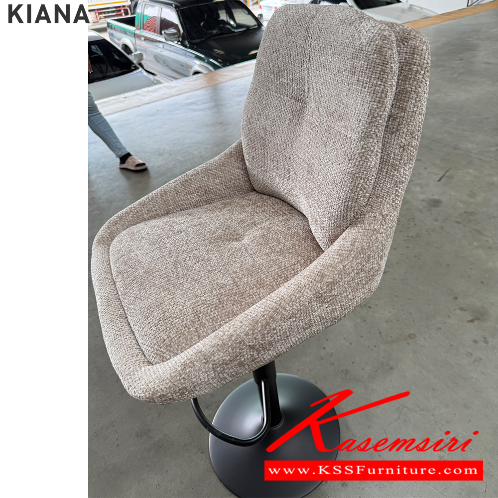 90001::KIANA::เก้าอี้บาร์ KIANA เกียน่า เก้าอี้บาร์โครงเหล็กหุ้มด้วยผ้าสีครีม/ขาดำ ขนาด 48x54x104-120 cm. เบสช้อยส์ เก้าอี้บาร์