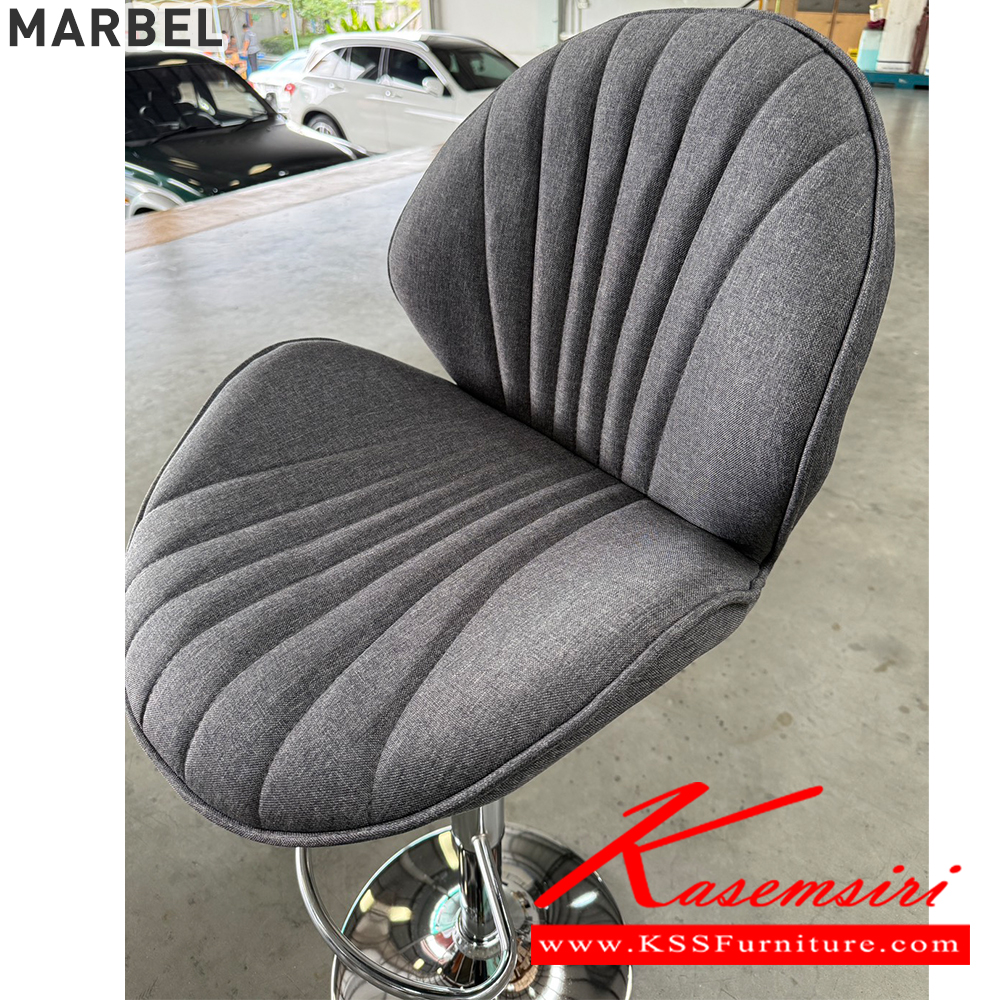 35090::MARBEL::เก้าอี้บาร์ MARBEL มาร์เบิล เก้าอี้บาร์โครงเหล็กหุ้มด้วยผ้าสีเทา ขนาด 47x50x92-114 cm. เบสช้อยส์ เก้าอี้บาร์
