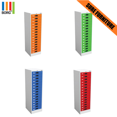 03047::CFC-215::A Sure steel cabinet with 15 drawers. Dimension (WxDxH) cm : 37.5x45.7x132. Available in Orange, Green, Blue and Red Metal Cabinets