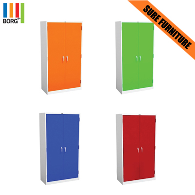 27061::CLK-1::A Sure steel cabinet with double swing doors. Dimension (WxDxH) cm : 91.4x45.7x182.9. Available in Orange, Green, Blue and Red Metal Cabinets