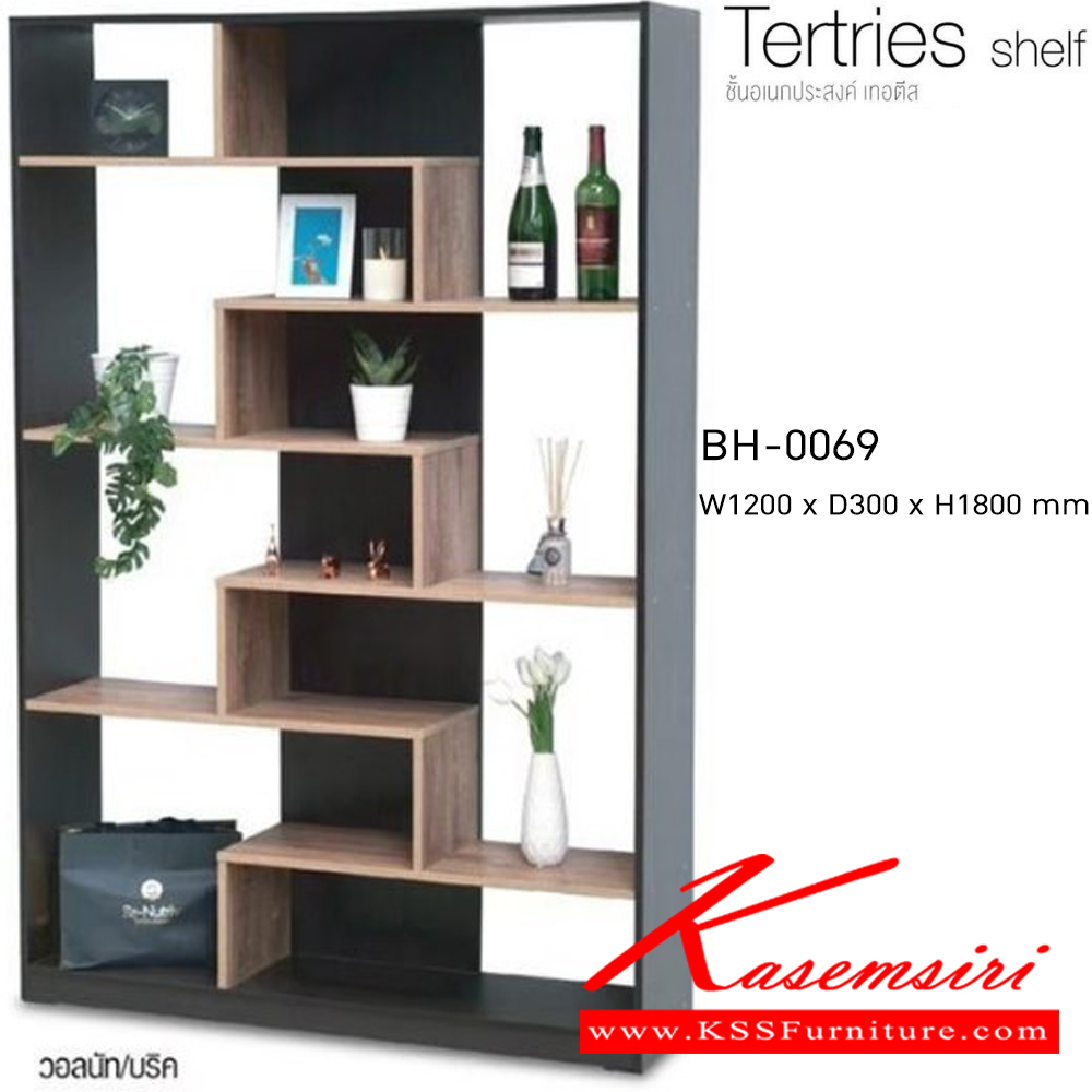 57051::BH-0069::Tertries shelf ชั้นอเนกประสงค์ เทอตีส BH-0069 ขนาด ก1200xล300xส1800มม. (วอลนัท/บริค,ไวท์เมเปิ้ล/แซน,โซลิต) อิมเมจ ชั้นอเนกประสงค์