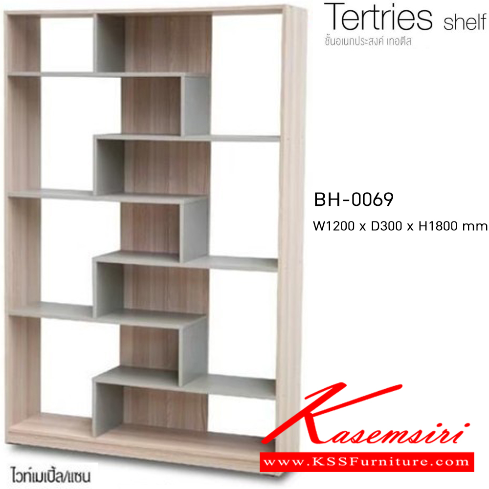 57051::BH-0069::Tertries shelf ชั้นอเนกประสงค์ เทอตีส BH-0069 ขนาด ก1200xล300xส1800มม. (วอลนัท/บริค,ไวท์เมเปิ้ล/แซน,โซลิต) อิมเมจ ชั้นอเนกประสงค์